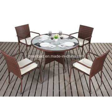 Outdoor Rundes Esszimmer Set mit Stahlrahmen 1607